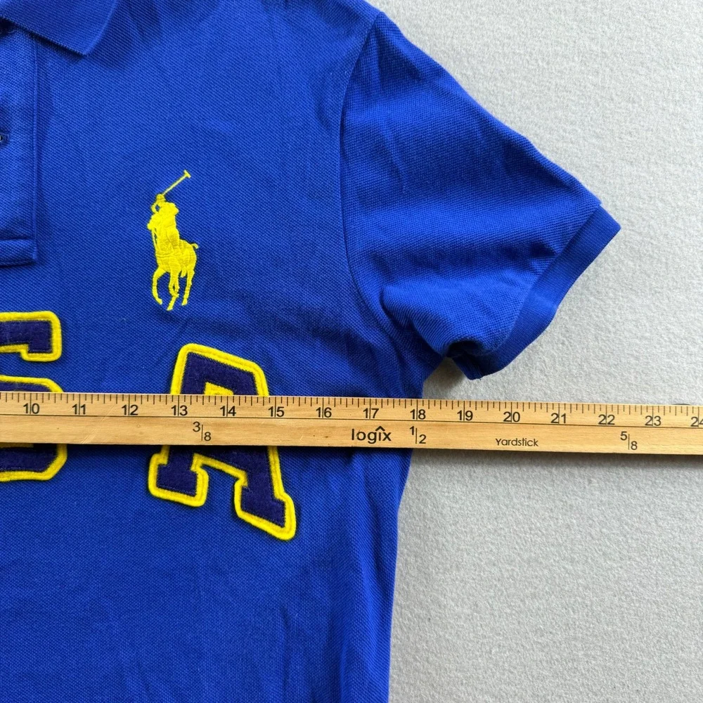 Polo Ralph Lauren Polo Shirt Mens Small Blue USA Big Pony Custom Fit Rugby